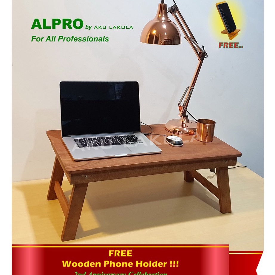 Diskon Meja Lipat Laptop Lesehan Serbaguna Kayu Meranti 75x45Cm  ALPRO