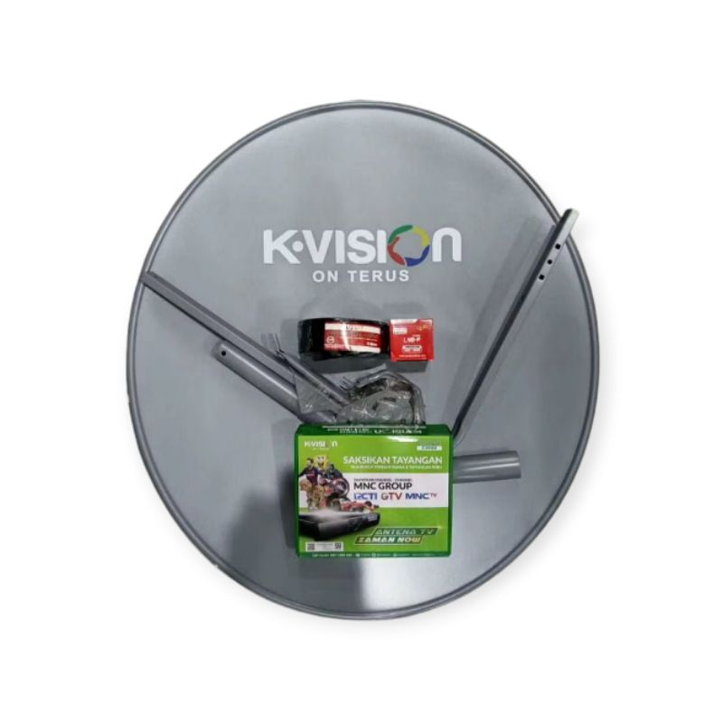 Paket Antena Parabola Mini 60 CM + Receiver K-Vision + LNB + Kabel 15 Meter