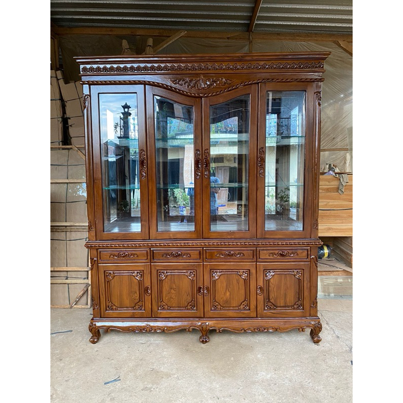 Lemari hias jati Lemari hias ukir klasik jati bufet hias ukir mewah kayu jati