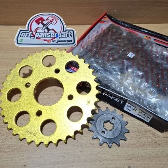 GEARSET RANTE PULSAR 180 UG4/200 220 DTSI//GEAR RANTAI GIR BAJAJ FULSAR 180 UG4 220 DTSI 200 520 104