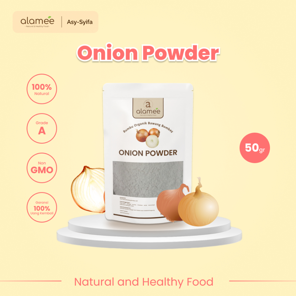 

ALAMEE Bawang Bombay Bubuk Onion Powder Ground Spice Bumbu Bombai Dapur Organik Tanpa Campuran 50g