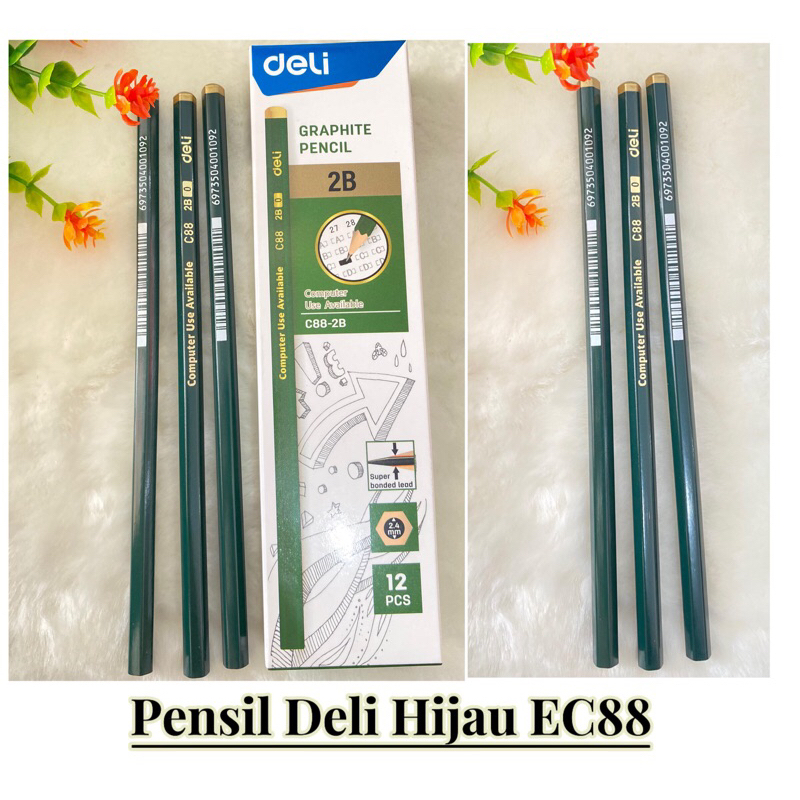 

pensil deli graphite hijau / pensil kayu 2b /pensil deli c88/pensil tebal