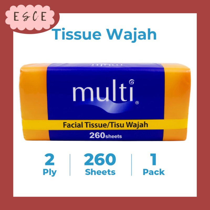 ESCE Tessa Multi Facial Tissue (260 Sheet x 2ply) Clean Plus Softpack Tissue 180 Sheets Beruang