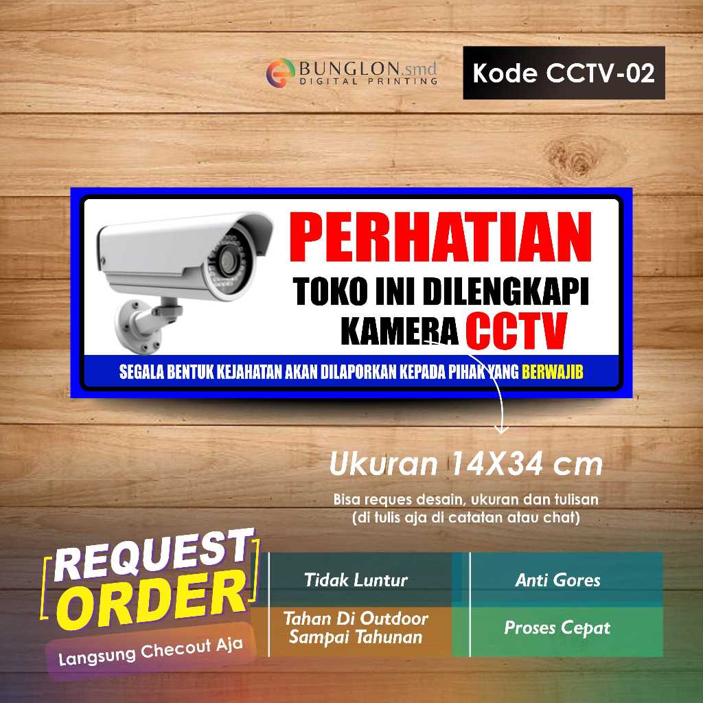 

STIKER PERHATIAN TOKO INI DILENGKAPI KAMERA CCTV + LAMINASI KODE CCTV-02 BIRU