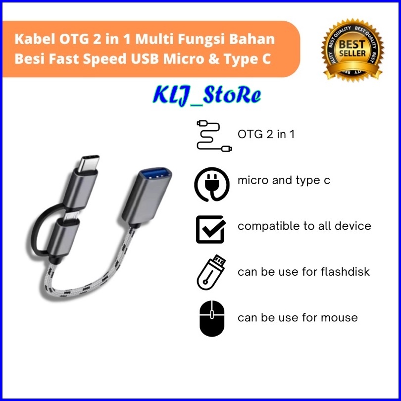 KABEL OTG 2IN1 MICRO USB & TYPE C TO USB 3.0A ADAPTER/ OTG MICRO/ OTG TYPE-C KABEL OTG