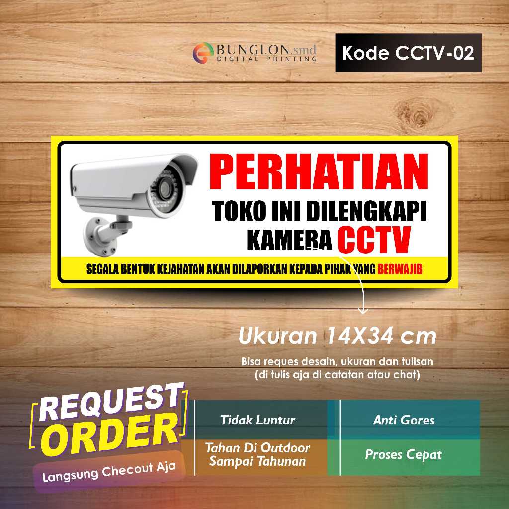 

STIKER PERHATIAN TOKO INI DILENGKAPI KAMERA CCTV + LAMINASI KODE CCTV-02 KUNING