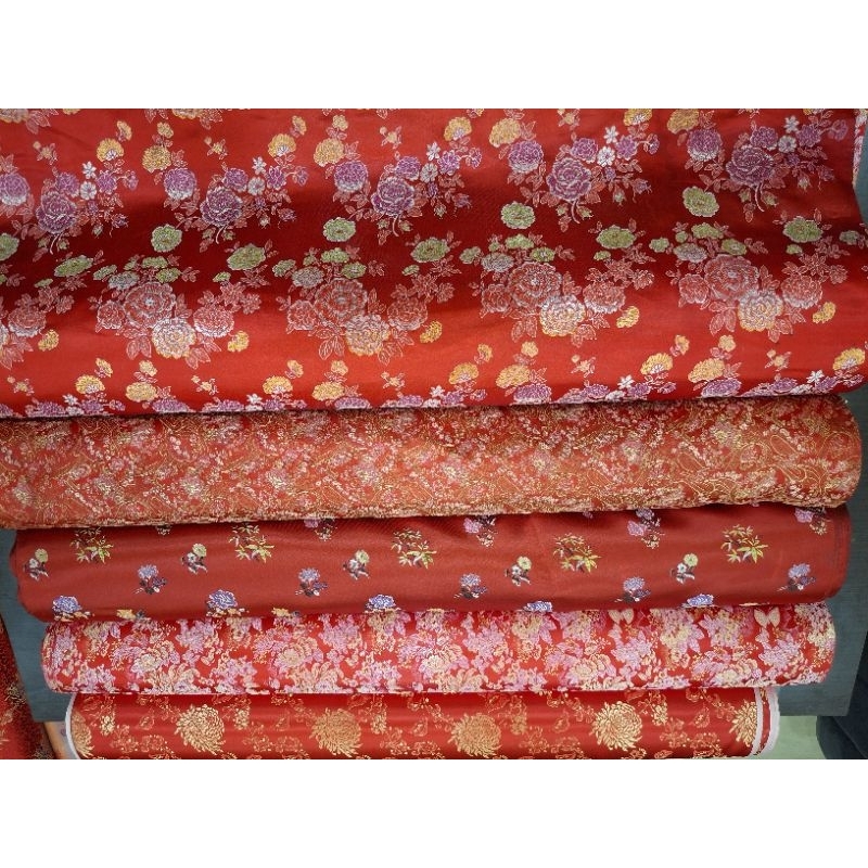 TYH Kain Chongsam Rmt Kain Imlek Chinese New Year Gaun Imlek Kain Sutra Jacquard 0.5 Meteran