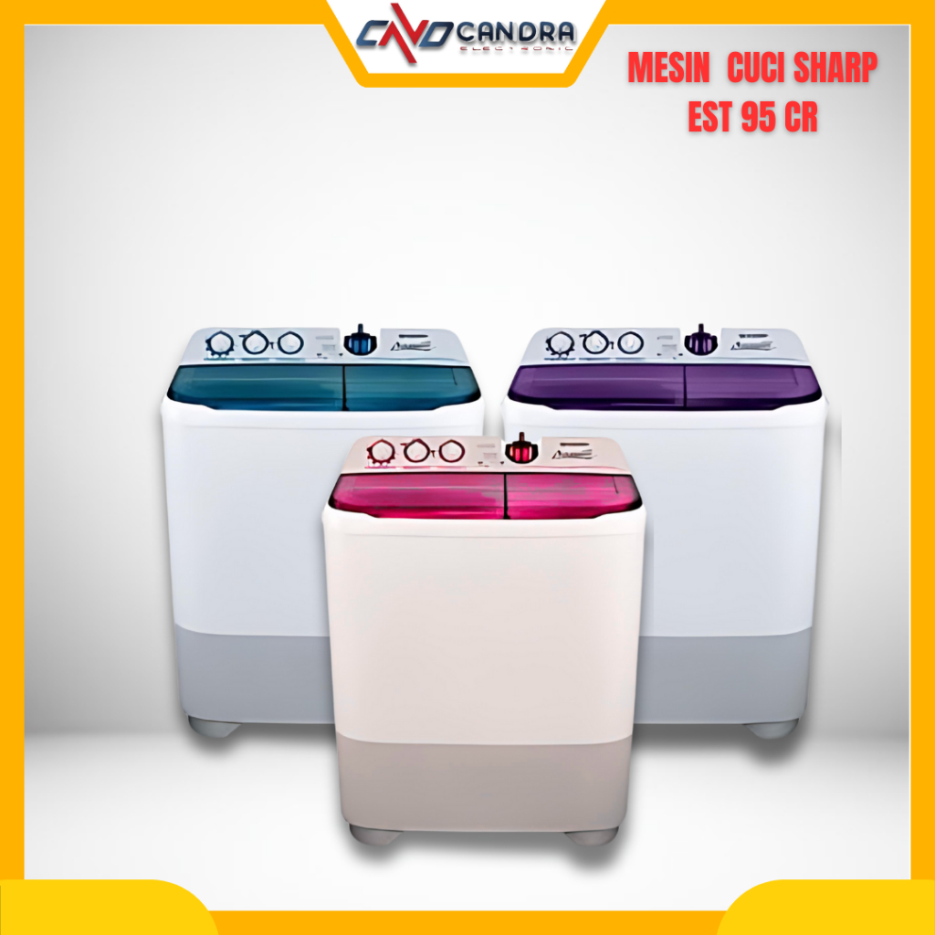 Mesin Cuci 2 Tabung Manual 9kg Sharp ES-T 95CR Tutup Transparan