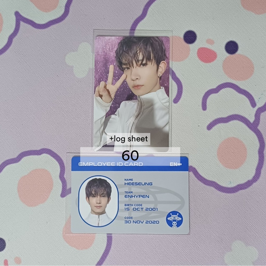 ENHYPEN GGU GGU PACKAGE 2024 HEESEUNG PC EMPLOYEE ID LOG SHEET POLAROID