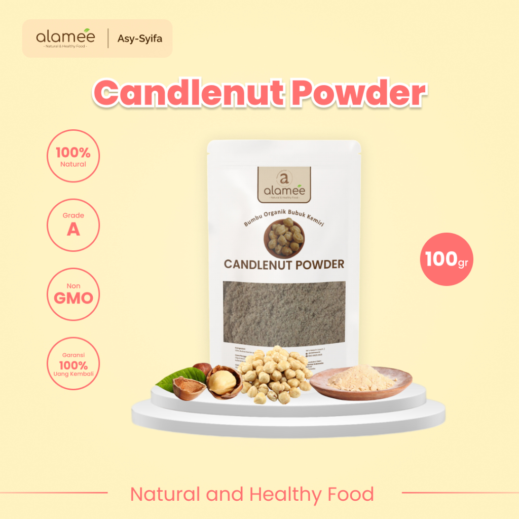 

ALAMEE Kemiri Bubuk Candlenut Seasoning Powder Bumbu Dapur Organik Masak Murni Tanpa Campuran 100g