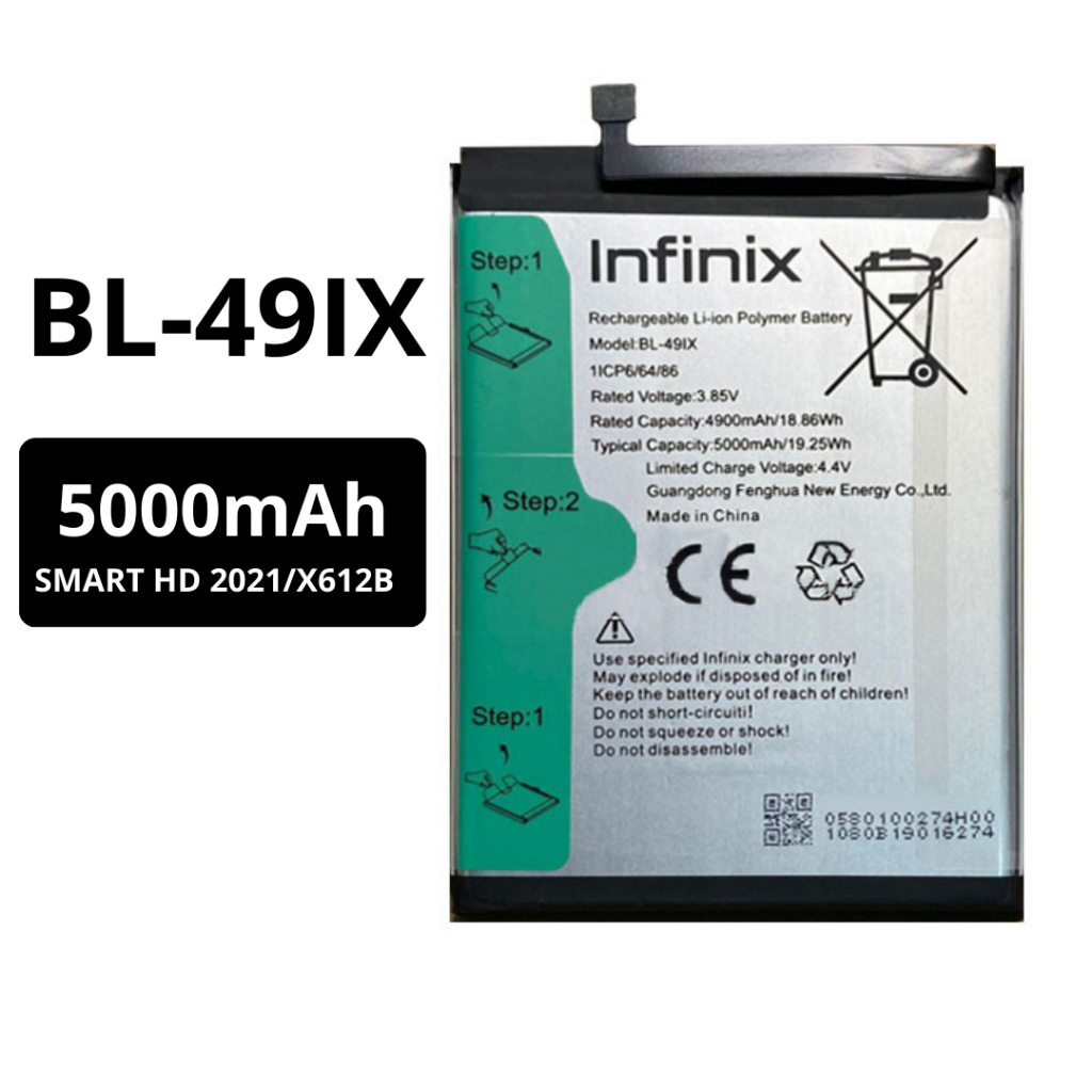 Baterai infinix Smart HD 2021 5000mAh Battery Infinix X612B Battery infinix BL-49IX 5000mAh
