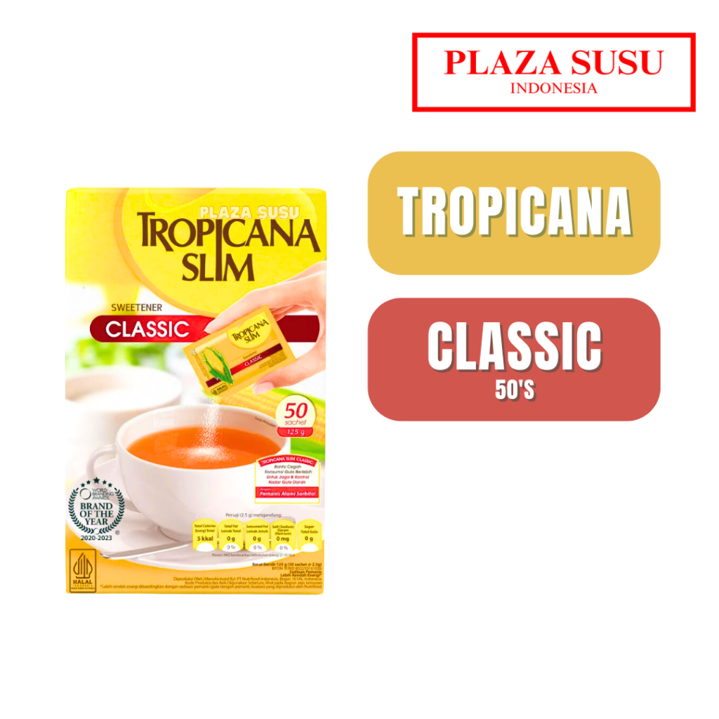 

TROPICANA SLIM SWEETENER CLASSIC 50'S PEMANIS RENDAH KALORI UNTUK BATASI GULA