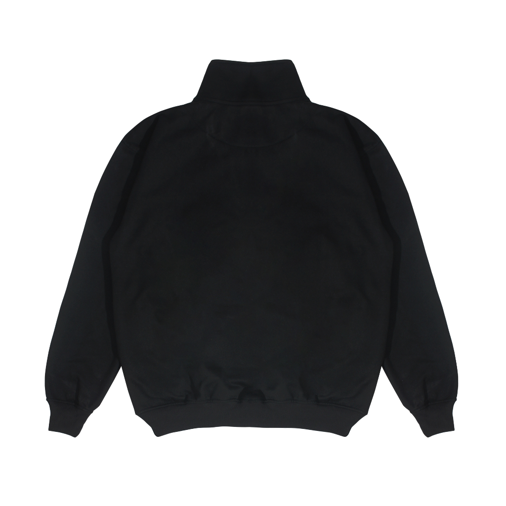 Troy Company Sweater Crewneck Half Zipper Black Bold Italic - Half Zip Pria Hitam HZ 2535
