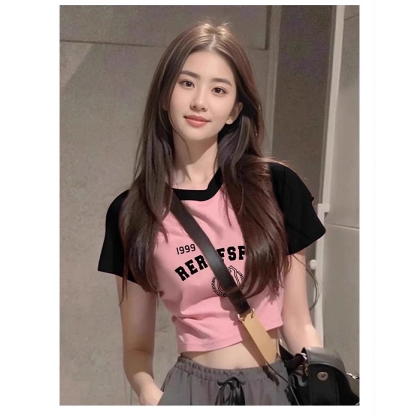 Tshirt Crop Import China Kaos Pendek Wanita Bahan Adem
