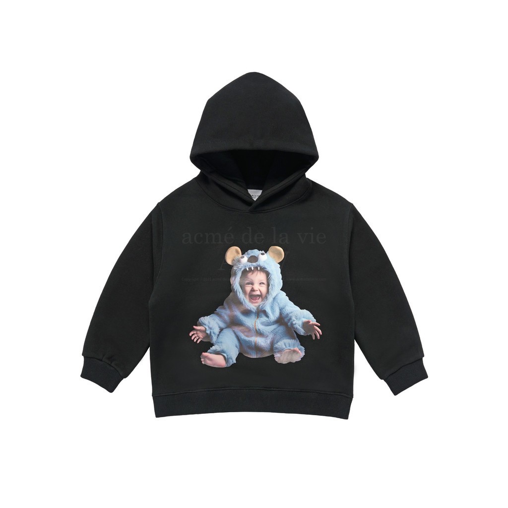 Kids ADLV Baby Face Monster Baby Hoodie Black