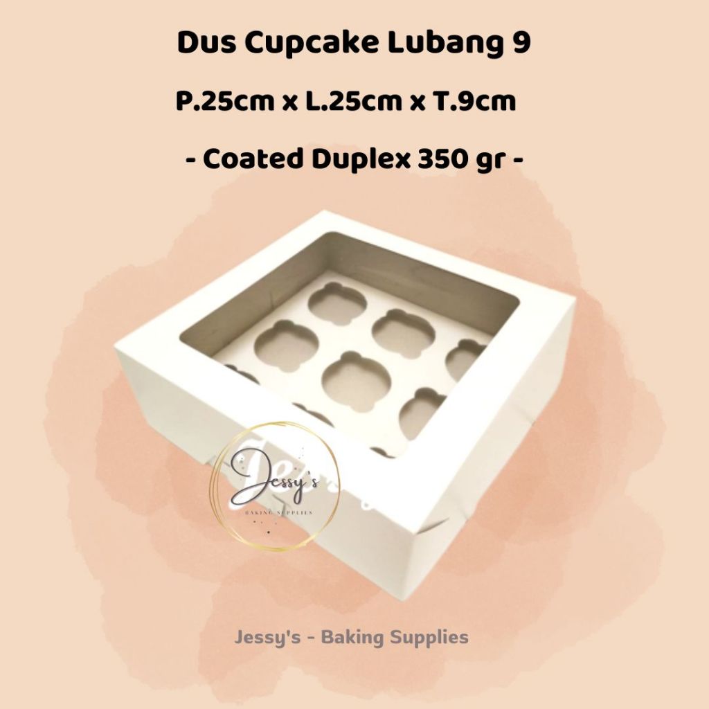 

Dus Box Kotak Cupcake Muffin Lubang 9, Isi 9, 9 Hole