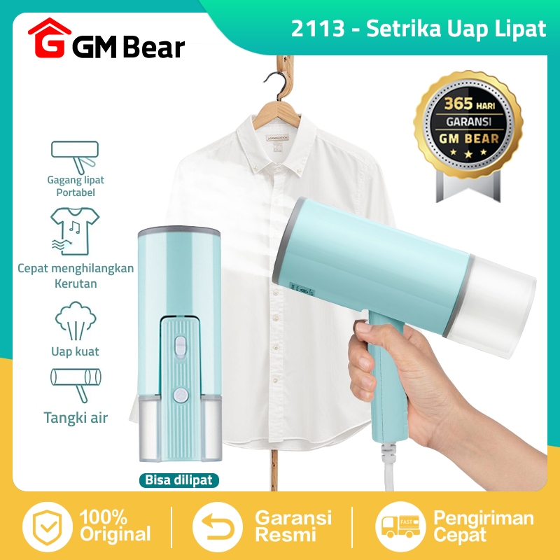 GM Bear 2113 - Setrika Uap Lipat Portable Garment Steamer 800W, Kapasitas Air 145mL