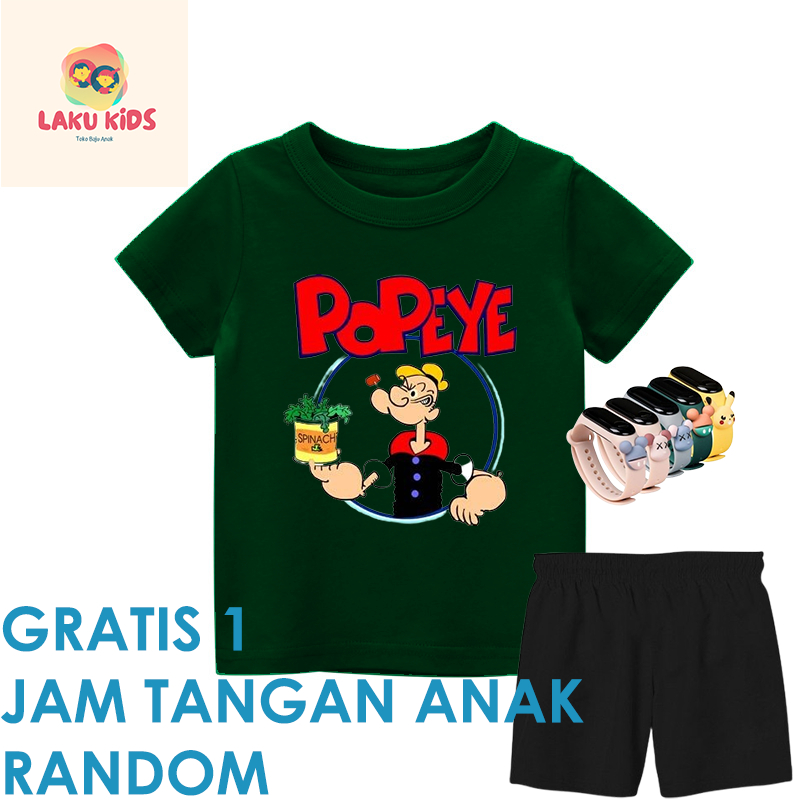 Baju+Celana POPEYE Kaos Anak Distro Unisex anak laki-laki anak perempuan LAKU KIDS FASHION 1 2 3 4 5