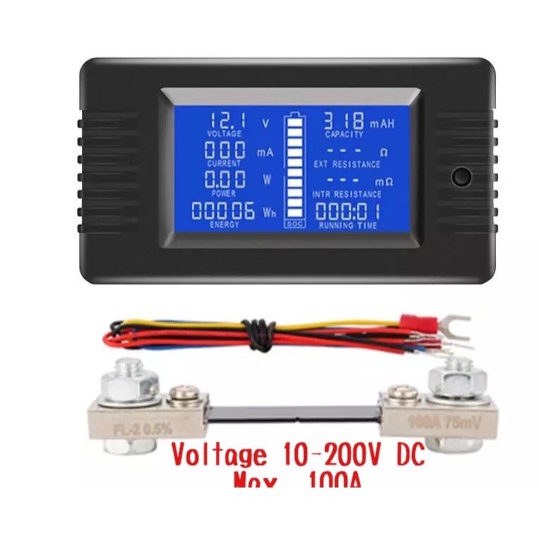 DC Energy Totalizer KWH meter Voltmeter Ammeter Battery Meter