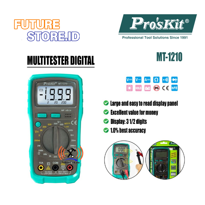 ProsKit MT-1210 3 1/2 Compact Digital Multimeter - Avometer - Multimeter Digital Proskit MT-1210 Ori