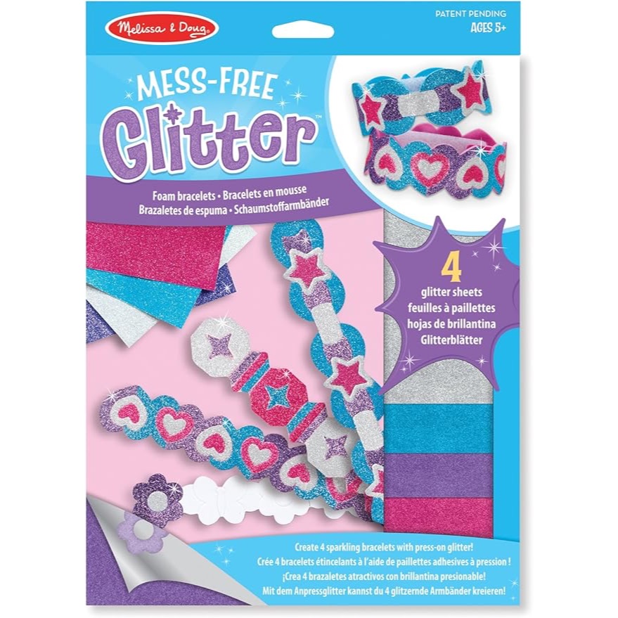 Melissa & Doug Prakarya Gelang Anak Perempuan PAUD Mess-Free Glitter Foam Bracelets Craft Kit