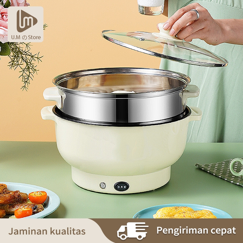 Panci Listrik Multifungsi kukusan Stainless Panci Kukus Panci Elektrik Lapisan Anti Lengket