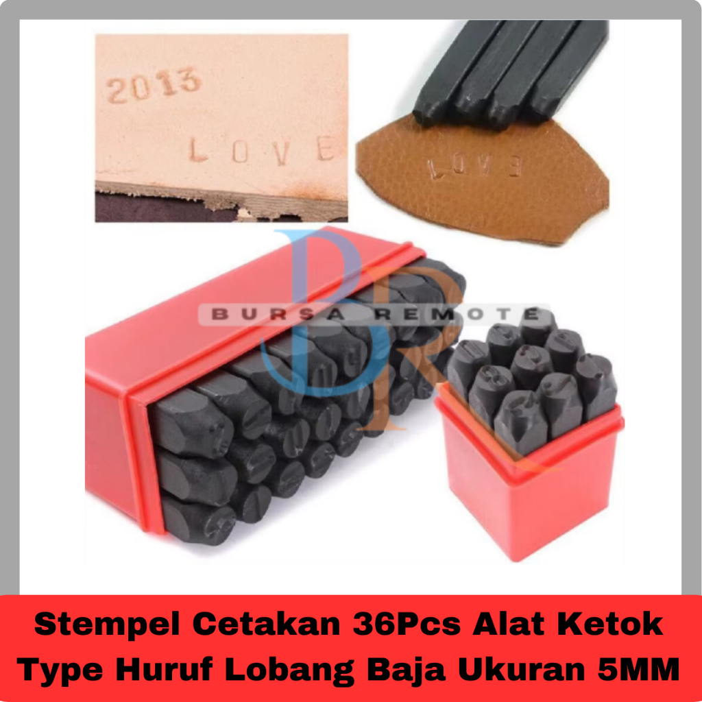 

Promo Stempel Cetakan 36Pcs Alat Ketok Type Huruf Lobang Baja Ukuran 5MM