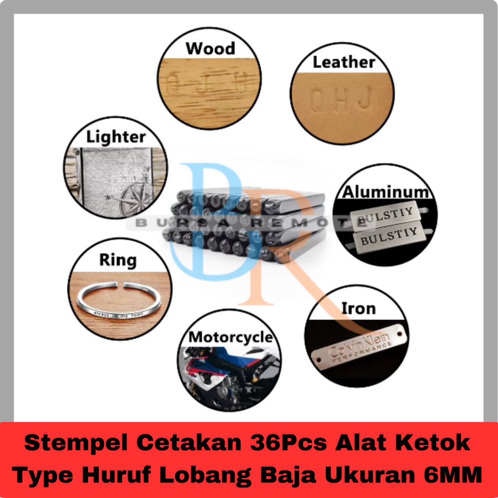 

HJK Stempel Cetakan 36Pcs Alat Ketok Type Huruf Lobang Baja Ukuran 6MM
