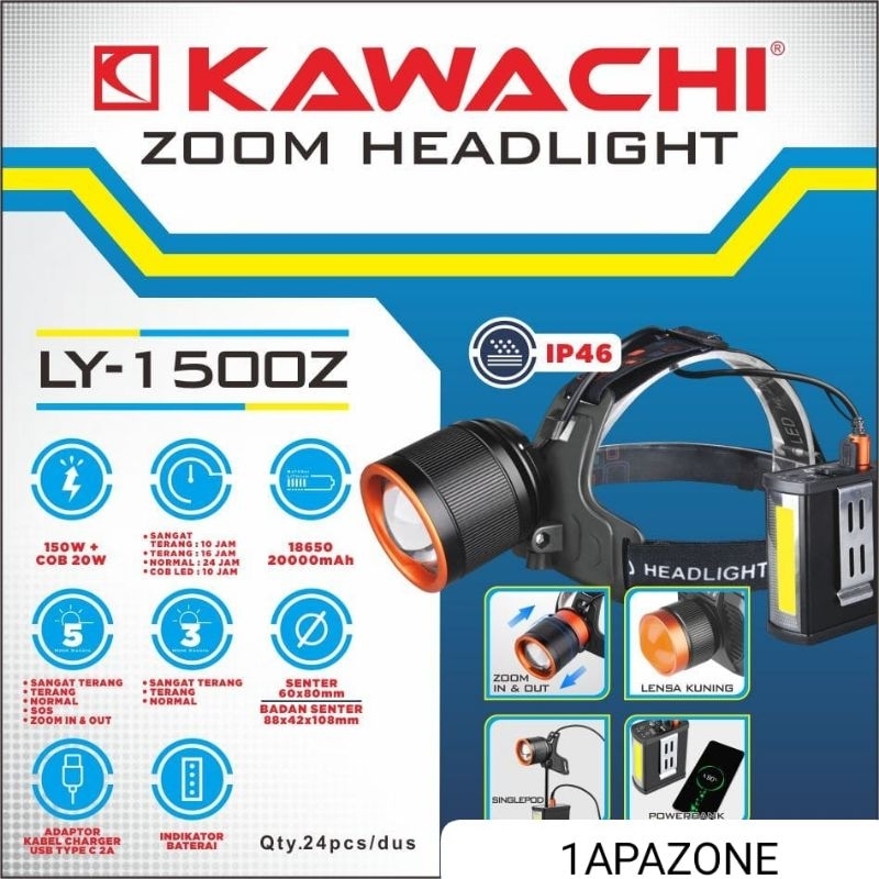 KAWACHI SENTER KEPALA LY-1500Z FREE LENSA KUNING