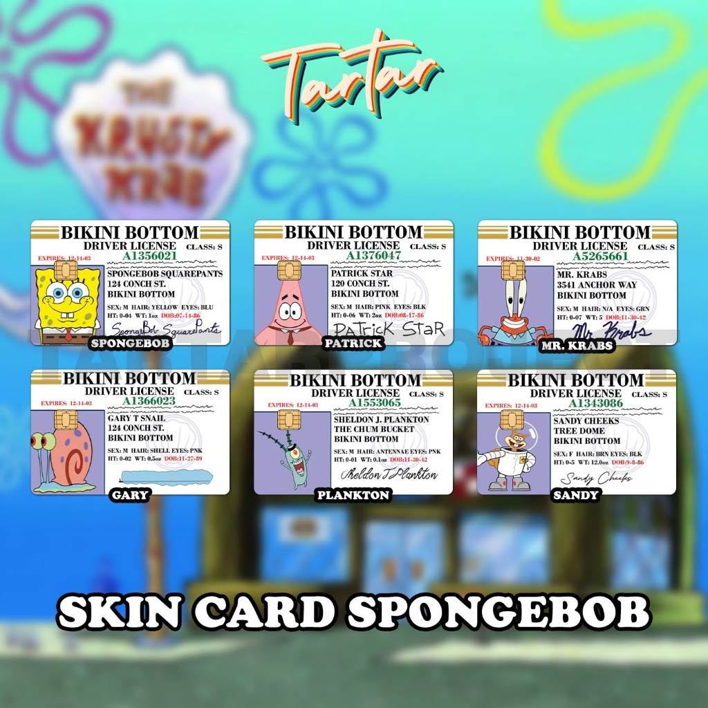 

SKIN / STICKER KARTU ATM / E MONEY / FLAZZ - DRIVING LICENCE SPONGEBOB SERIES