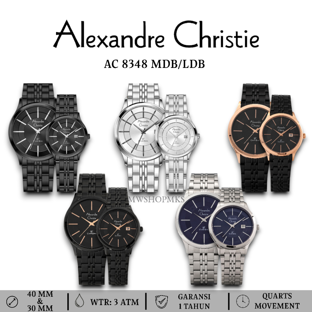 Jam Couple Alexandre Christie AC8348 AC 8348 Original Garansi Resmi Alexander Christie Free Baterai