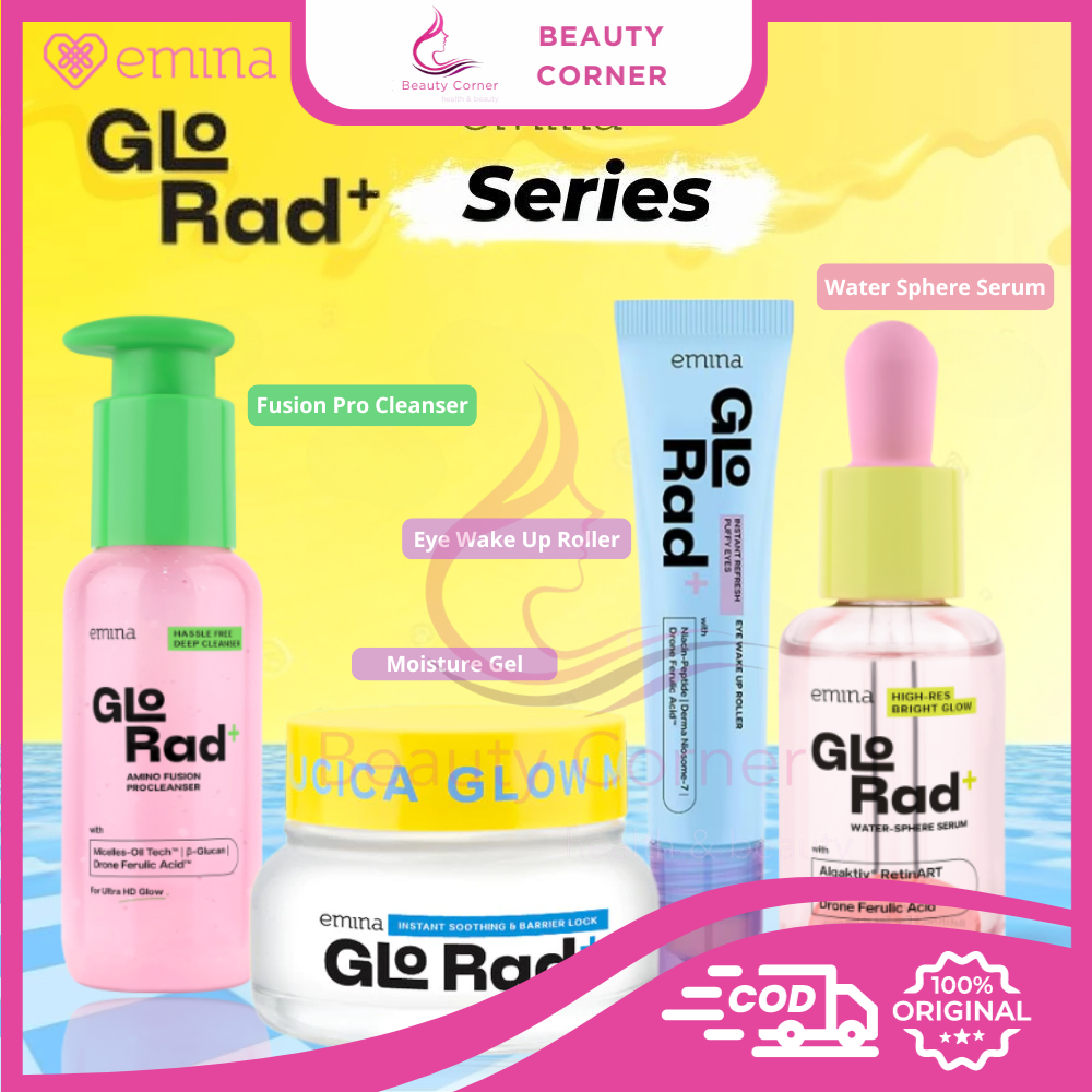 Emina GloRad+ Series | Amino Fusion Pro Cleanser | Water-Sphere Serum | Eye Wake Up Roller | Moistur