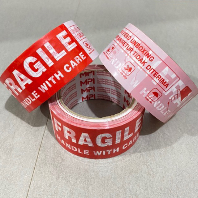 

Lakban/Isolasi Fragile Putih Merah 48mm x 100 yard Isolasi Jangan di Banting