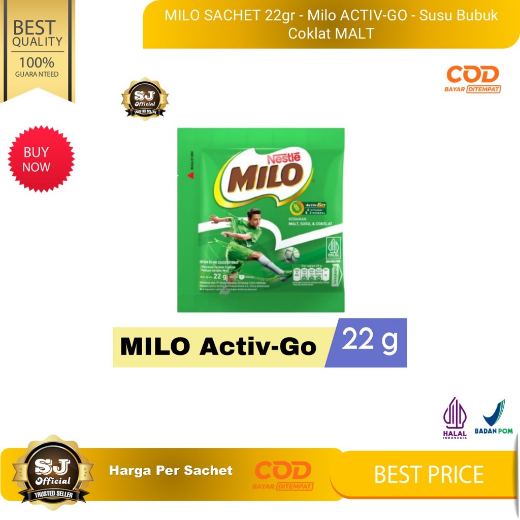 

MILO SACHET 22gr - Milo ACTIV-GO - Susu Bubuk Coklat MALT (Harga Per Sachet) MURAH