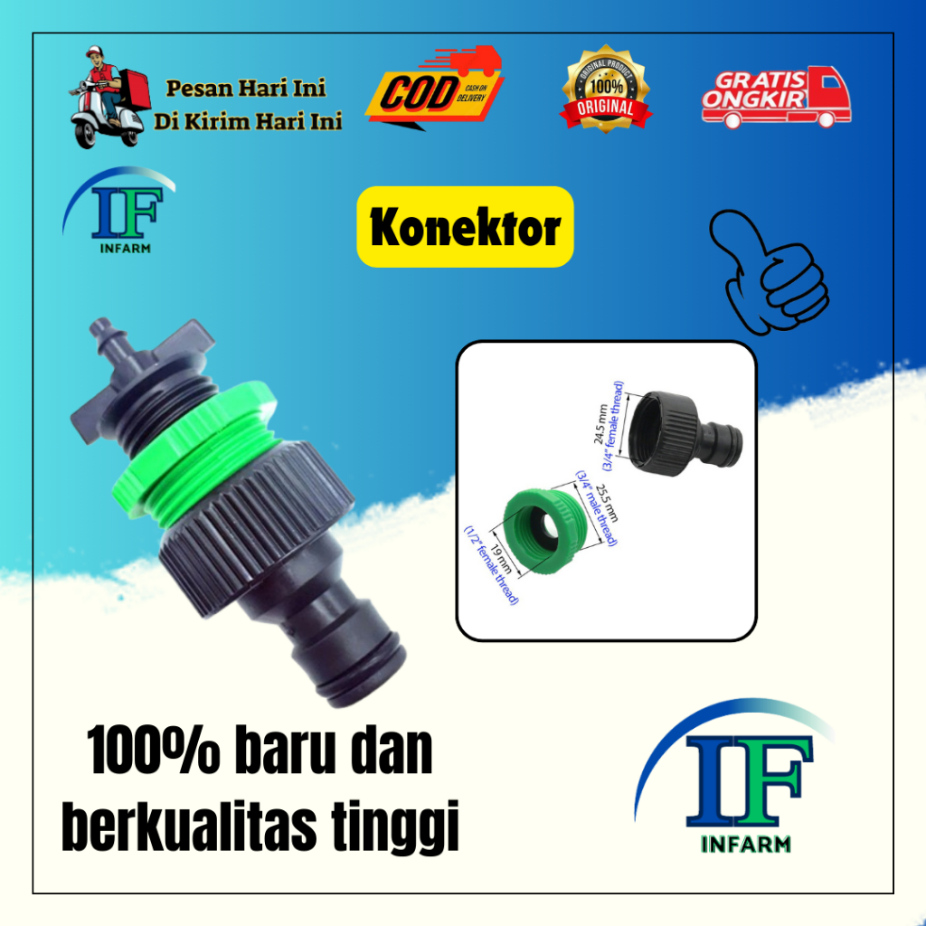 KONEKTOR KRAN SELANG SAMBUNGAN 16MM QUICK RELEASE KE SELANG 4/7MM INNFARM