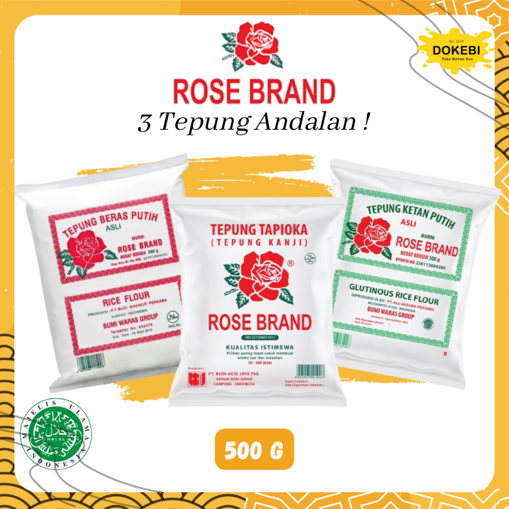 

Tepung Rose Brand 500 G - Tepung Tapioka - Tepung Beras - Tepung Ketan