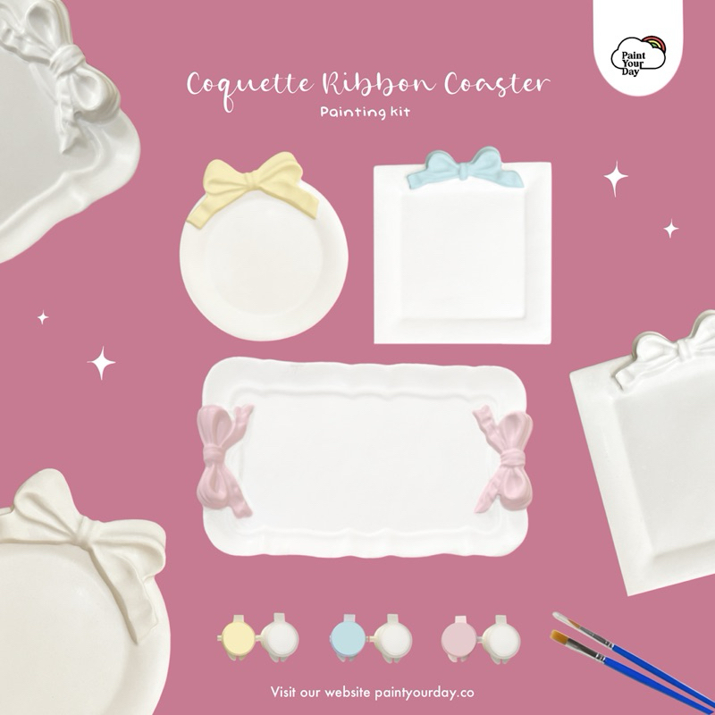 

PART 3 | Ribbon Coquette Paket Melukis Gypsum Tray Clay | PaintYourDay | 2 Cat Akrilik | 2 kuas