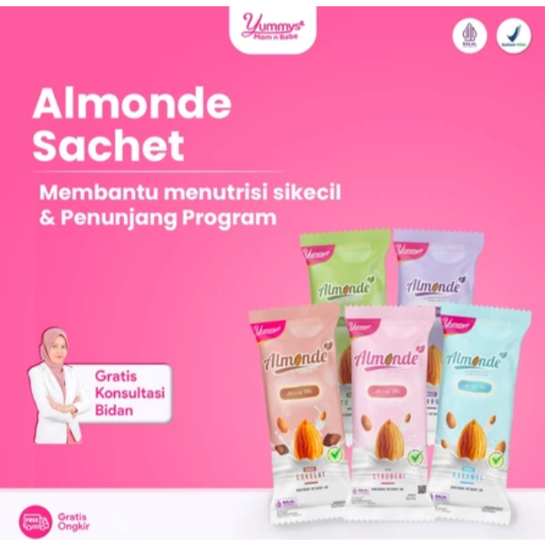 SACHET ECERAN ALMONDE PREMIUM ALMOND untuk ibu hamil & Program Hamil / Almonde Susu Ibu Hamil / Almo