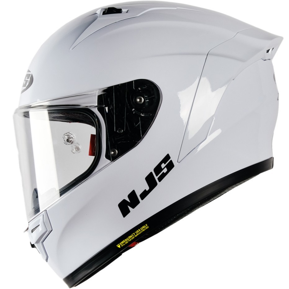 NJS ZX-1R SOLID Putih - Helm Full Face FLAT VISOR CLEAR EQRS SAFETY