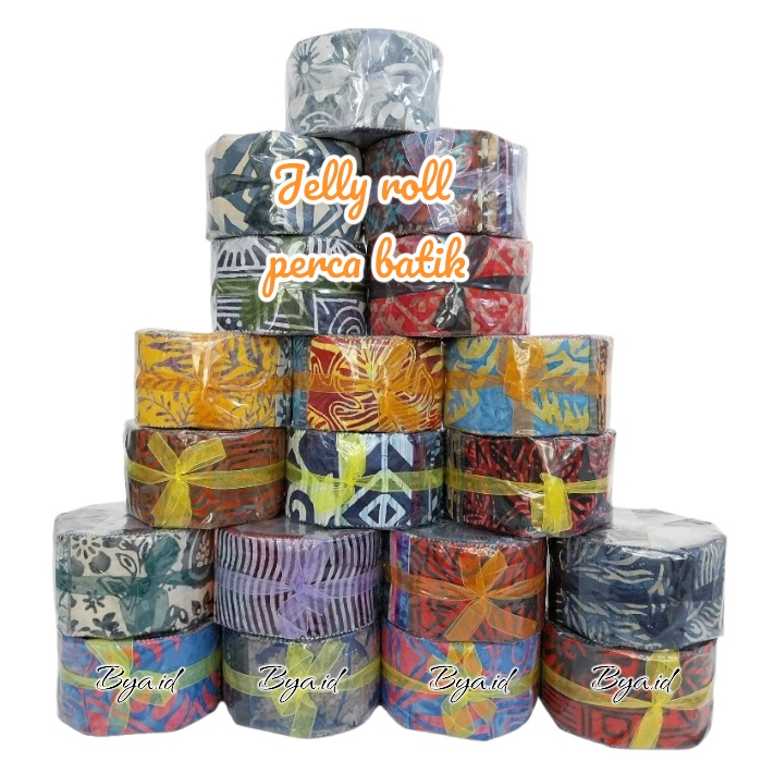 CEPAT KAIN BATIK POTONGAN QUILTING JELLY ROLL motif mix