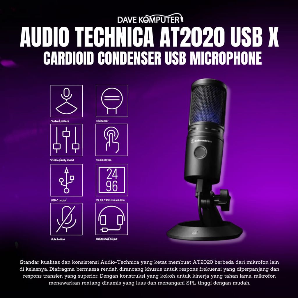 Audio Technica AT2020USB X / AT2020 USB X / AT2020USBX / AT 2020 USB X Cardioid Condenser USB Microp