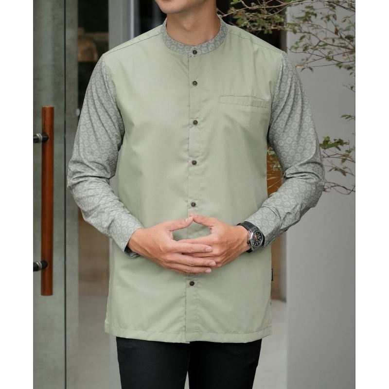 Kurta SHIDDIQ - Kemeja Koko Sage Green Pria Dewasa Batik