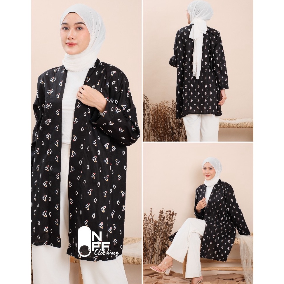 ART I7D7 Cardigan Blazer Batik Motif Jumputan Wanita  Long Cardigan Wanita Fashion Muslim Outer  ALL
