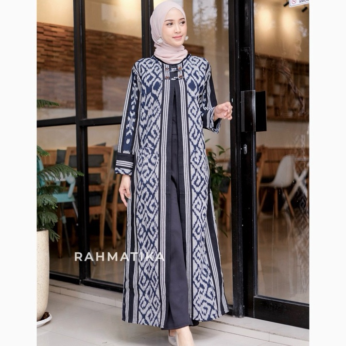 SERBA SERBI Long Cardi Bahan Tenun Troso Premium Long Outer Tenun Camila Outer