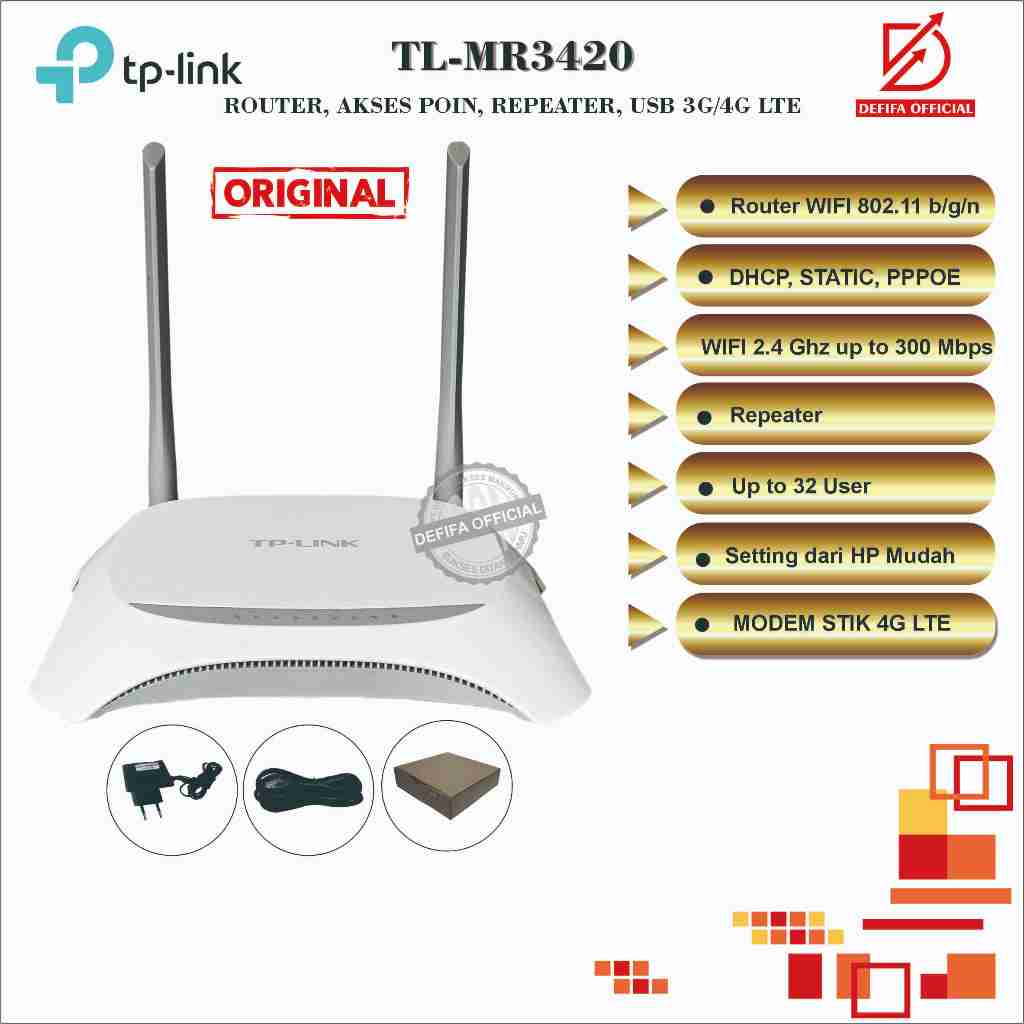 TP-Link TL-MR3420 Modem Router Wireless Wifi 3G/4G LTE  300 Mbps
