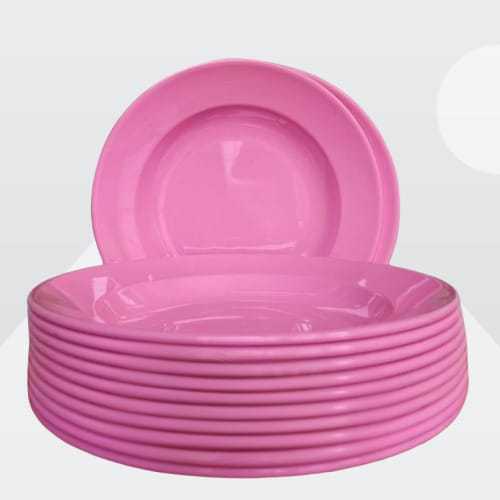 12pcs piring makan melamin bulat/1 lusin piring makan melamin ping