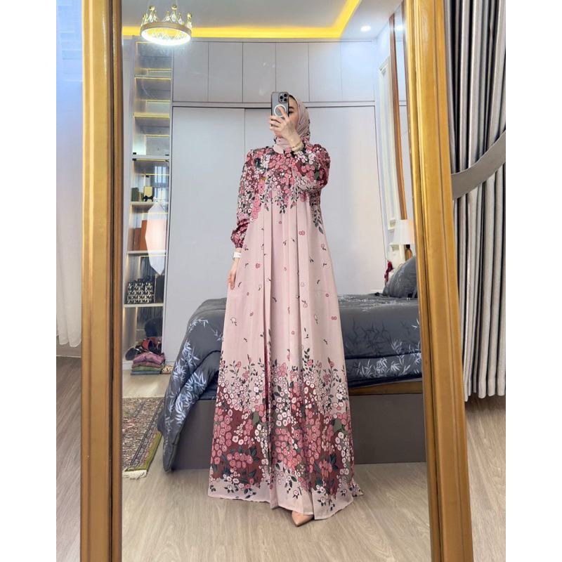 SET DRESS CERUTI KRUDUNG-GAMIS BUNGA CERUTY DAN KRUDUNG-SET GAMIS KRUDUNG BUNGA WANITA MURAH-DRESS B