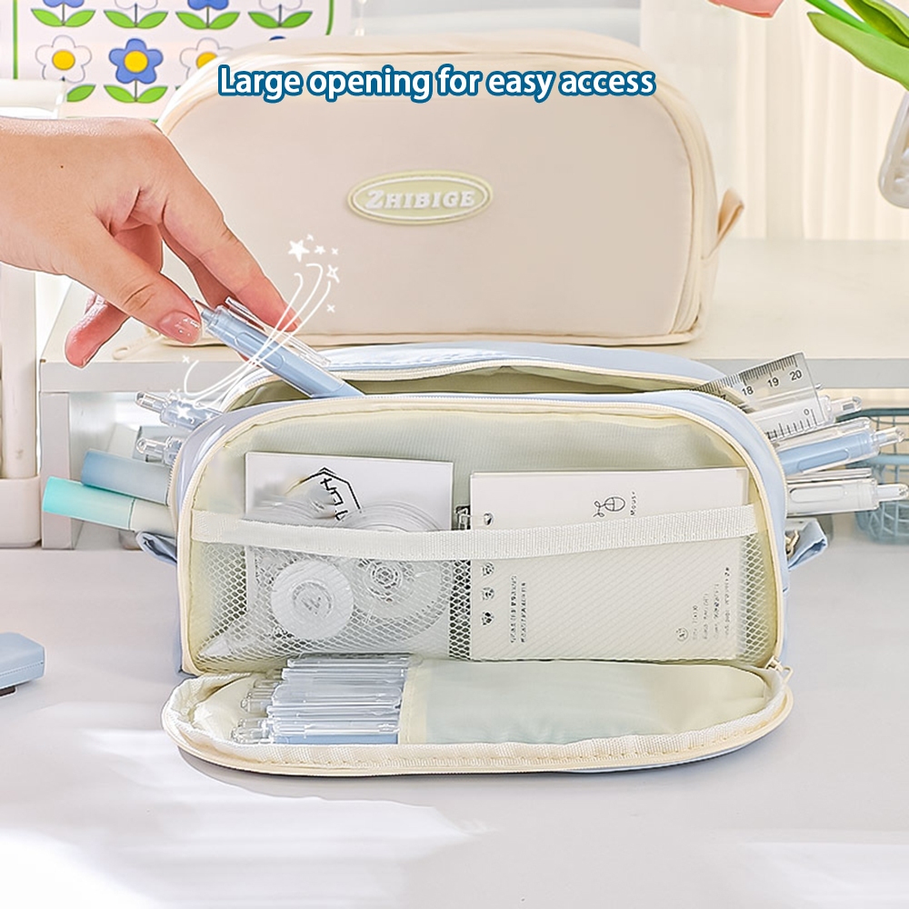 

[Ready Stock] Large Capacity Pencil Case Simple INS Style Pen Bag Creative Multi Functional for Students School Stationery Supplies