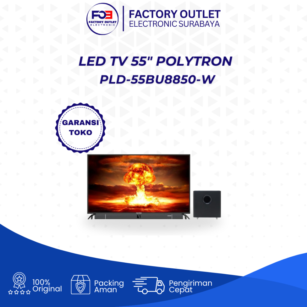 EKS-DISPLAY POLYTRON PLD-55BU8850-W LED TV 4K UHD CINEMAX SOUNDBAR - 55 INCH