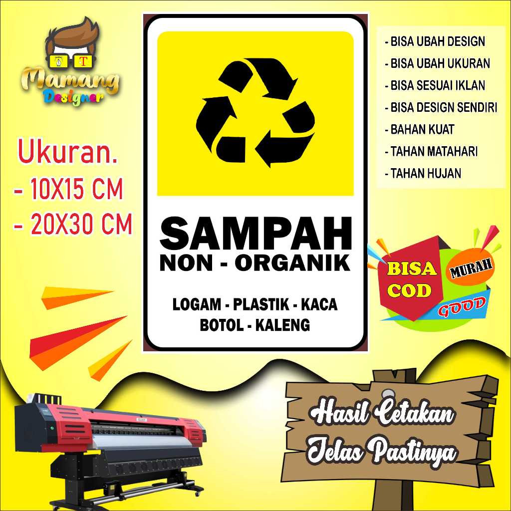 

Cetak Stiker Kata Kata Untuk Sampah Non Organik Kuning